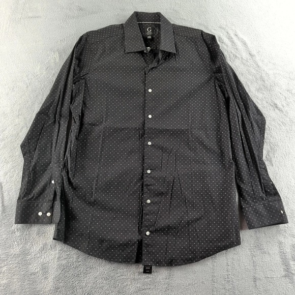 Grafton Shirt Mens Large 16.5 Slim Fit Black Geometric Button Up Dress Shirt - Picture 2 of 7